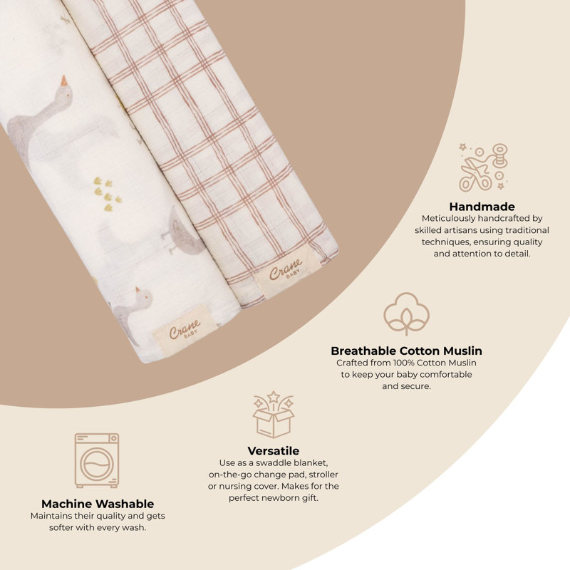 2-pc. Goose/Check Swaddle Set