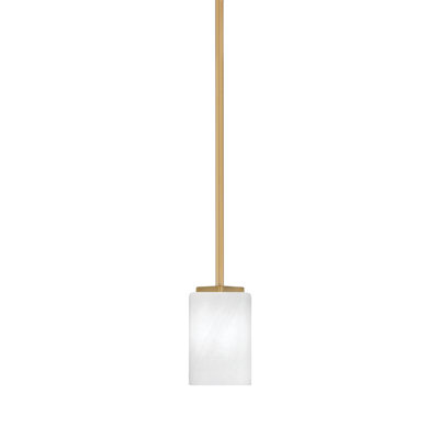 Stem Mini Pendant Shown In New Age Brass Finish With 4" White Marble Glass