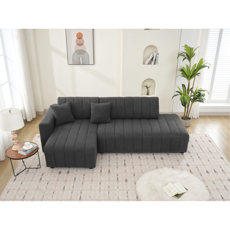 Canapé modulaire en laine Lamb, Gris foncé