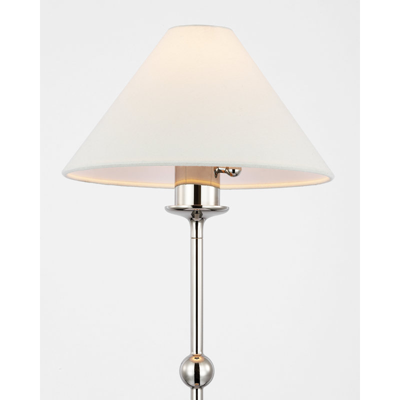 Caspian Buffet Table Lamp, Polished Nickel/Alabaster