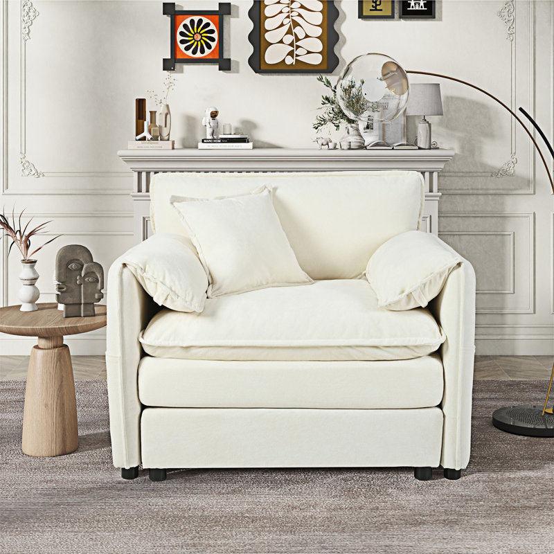 Fauteuil rembourré avec coussin, Beige