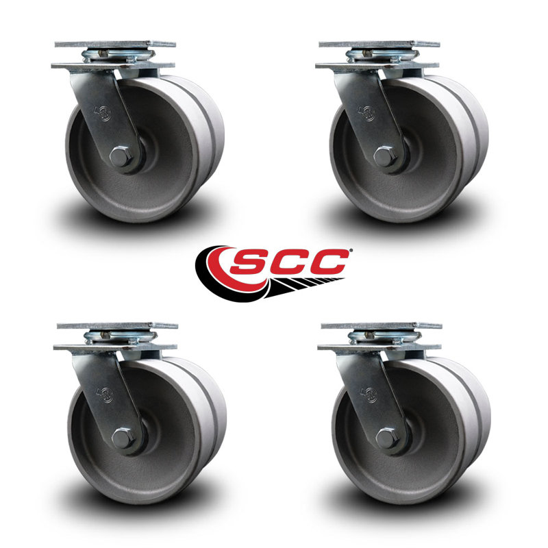 6 Inch Dual Semi Steel Wheels Swivel Caster Set with Ball Bearing Service Caster