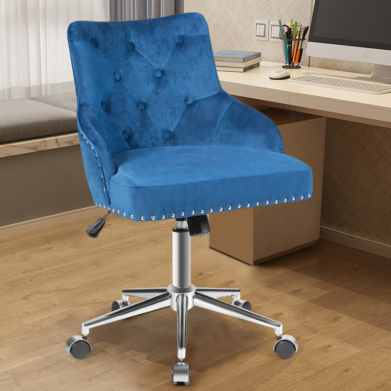Chaise de travail Feuerstein, Velours bleu marine