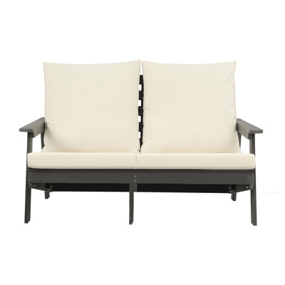 Loveseat With Cushion, Comfortable Armrests, Angled Backrest, And Durable Outdoor Patio Furniture