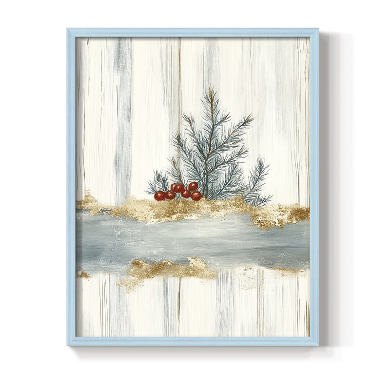 «Christmas Holiday Art CCXCVII», reproduction d'art encadrée - bois massif, H 30 po x l 24 po, Bleu