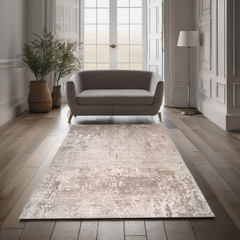 Lorenz Cozy Cream/Beige Modern Abstract Area Rug – Soft Durable Polyester Pile with Cotton-Blend Backing – Low-Pile Turkish-Style Area Carpet for Living Room, Bedroom, Hallway