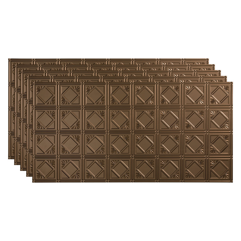 Panneau de plafond décoratif en vinyle 4 pi x 4 pi FASÄDE, Bronze argenté