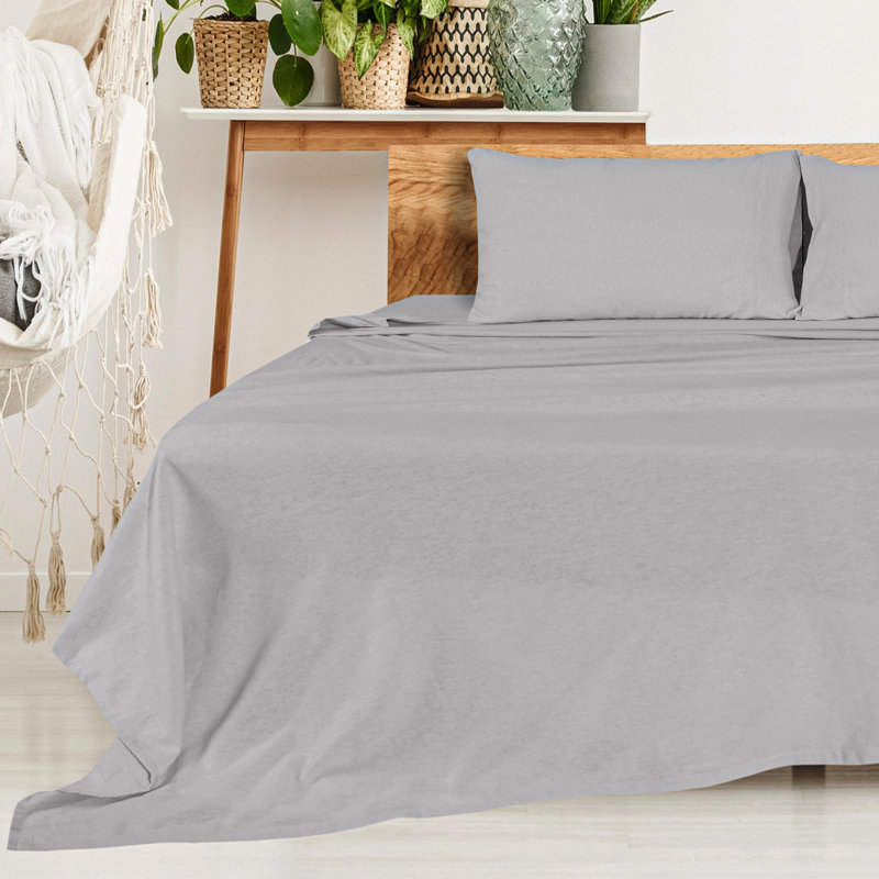 Flannel Sheet Set, King, Frost Gray