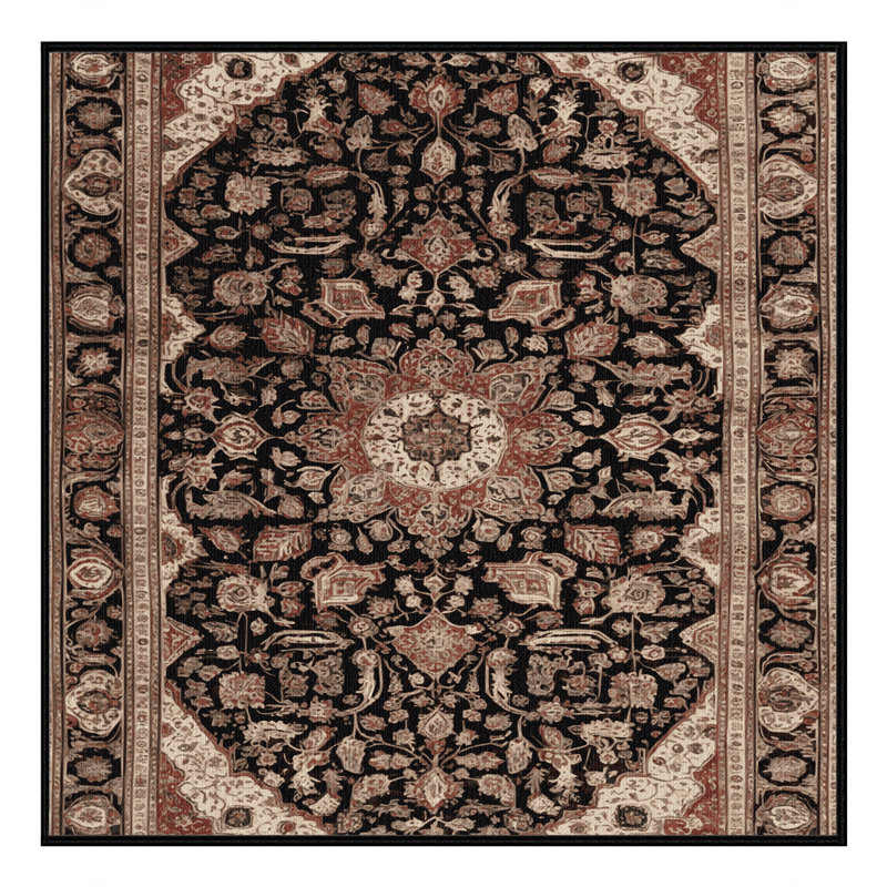Tapis brun lavable à la machine, Carré 5 pi