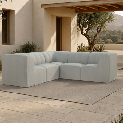 Canapé modulaire rembourré en L avec coussins Sunbrella 5 pièces Praia