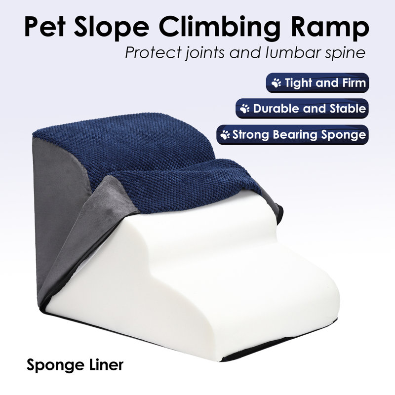 Blue High Density Foam Dog Stairs with Non-Slip Surface