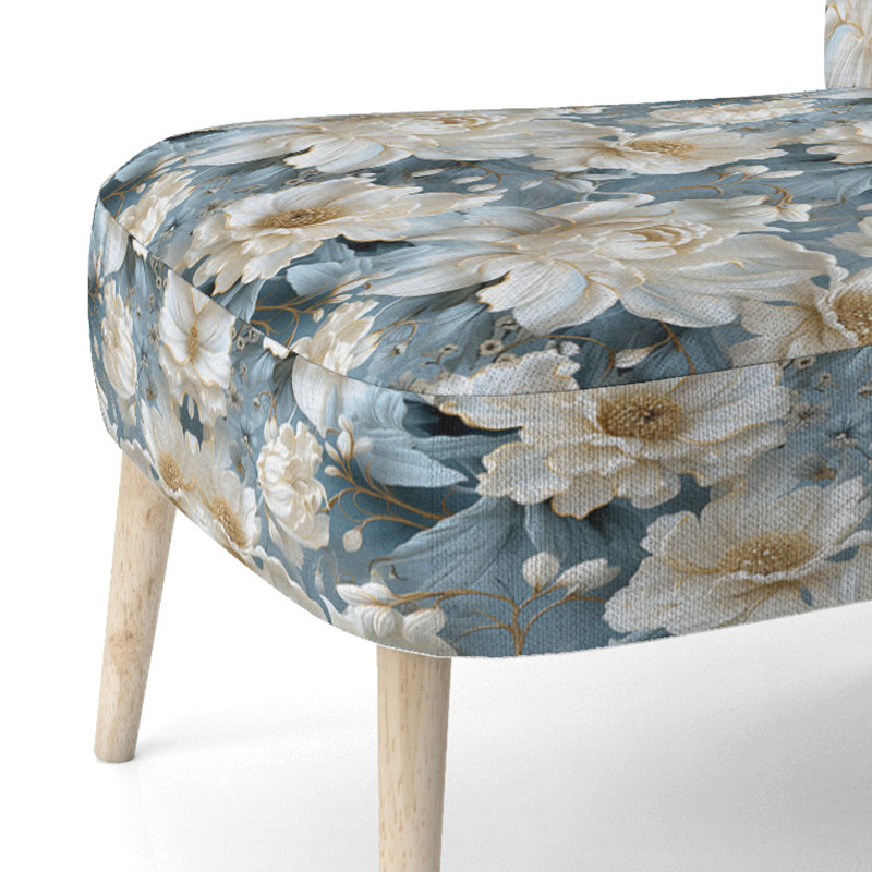 Chaise d'appoint rembourrée Cottage A, Motif victorien floral éthéré rococo VIII