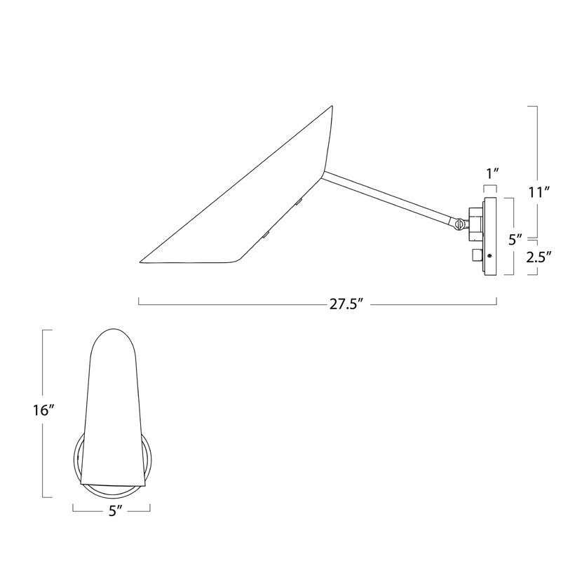 Vest Single Arm Sconce (White and Natural Brass), Black