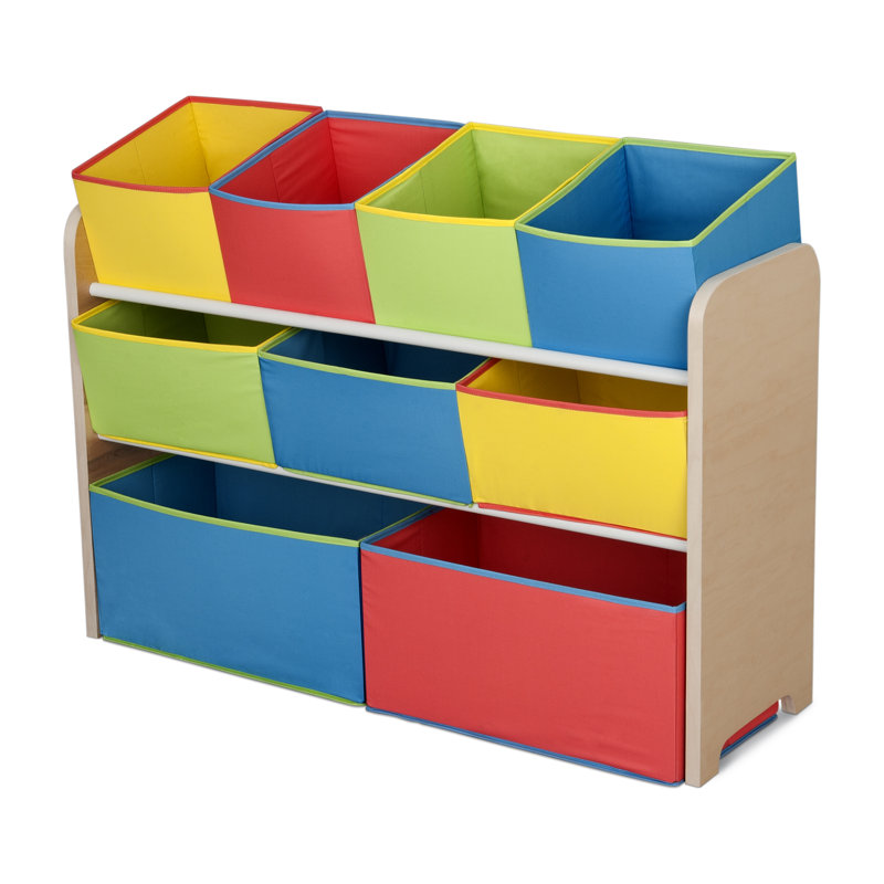 Système d'organisation de jouets avec bacs, Rouge / Bleu / Vert