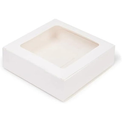 Ecoquality 60Oz White Bakery Pastry Box With Clear Window 7.5X7.5X5 Inch Recyclable Disposable Cardboard Container (80)
