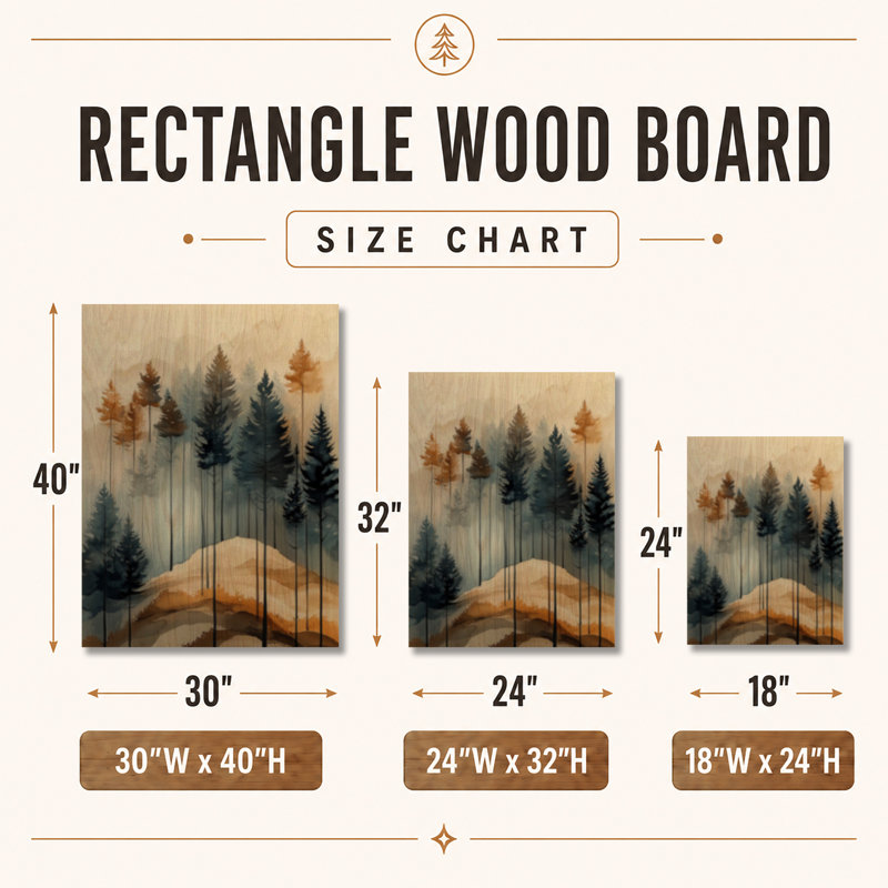 Forêt brumeuse de conifères II - Décoration murale en bois de pin, H 40 po x l 30 po, Rectangulaire