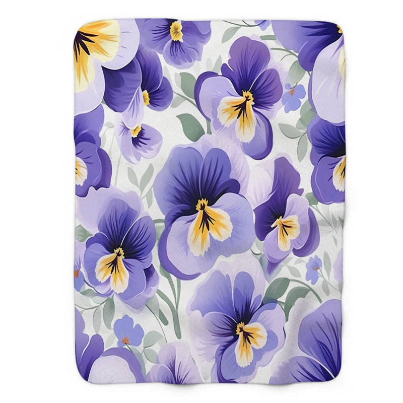 Whimsical Pansy Haven - 1 Piece Premium Sherpa Bla Throw Blanket, 50" W x 60" L