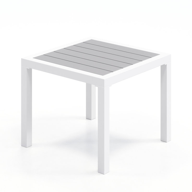 Table d'appoint extérieure carrée L 20 po x l 20 po Eveleen, gris, Blanc