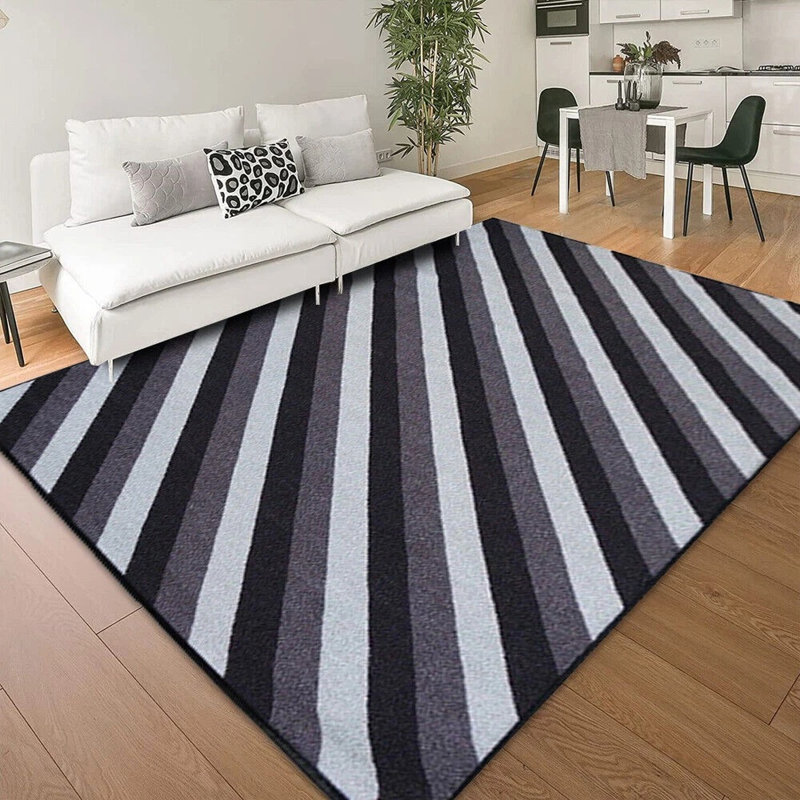 Kolm Black Grey Non Slip Area Rug – Washable Bedroom Carpet, Living Room & Hallway Runner | Stain Resistant, Anti-Allergy, Rubber Backing