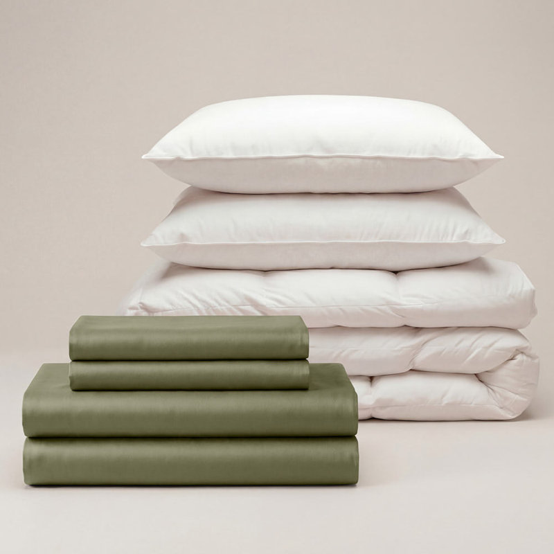 Bedding Sets Cotton No Pattern Duvet Cover Set, Green, 50x75cm Pillowcase, Single