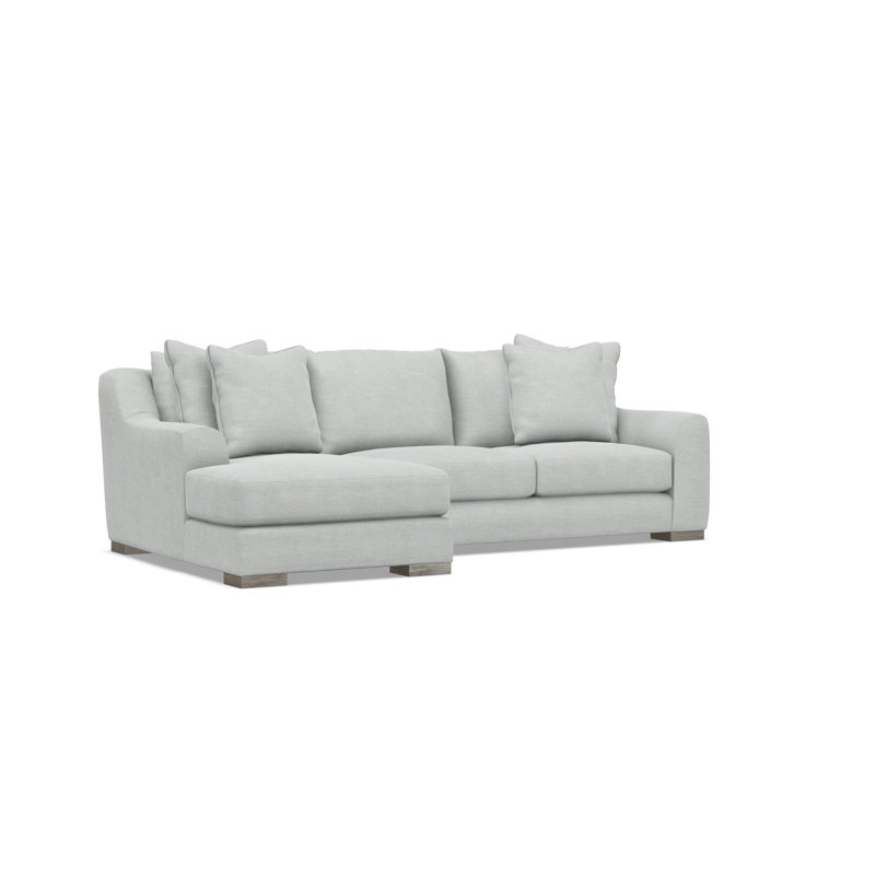 Chaise Sectional, 35" H x  105" W x 63.5" D, Left Hand Facing, Light Gray Polyester Blend