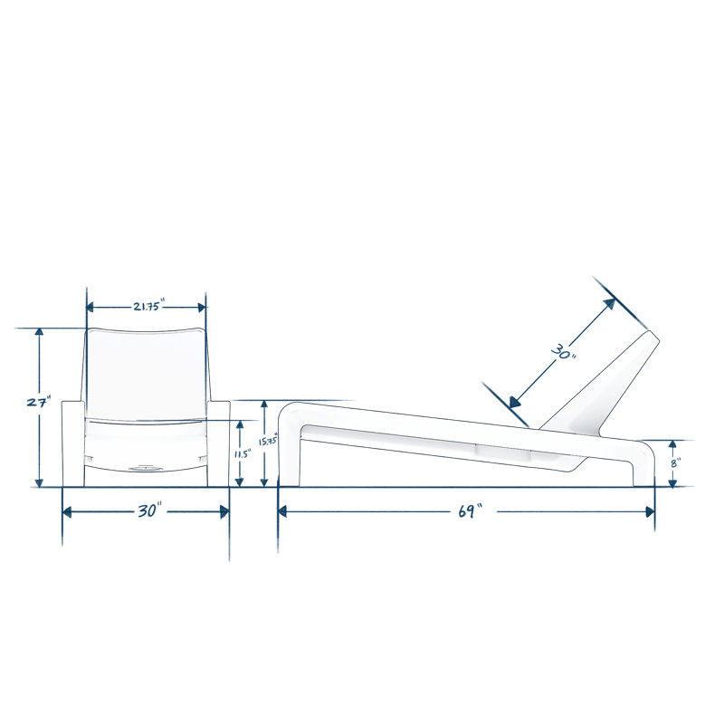 Deck Outdoor Chaise Lounge, Highcloue White