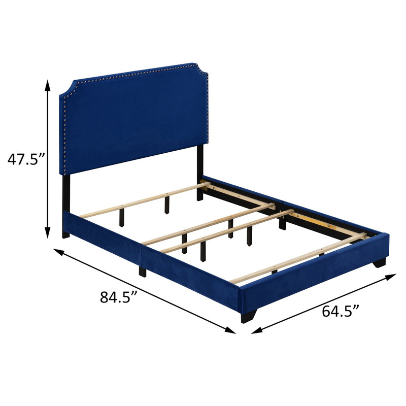 Lit tapissier standard Victorialynn, Grand lit, Marine