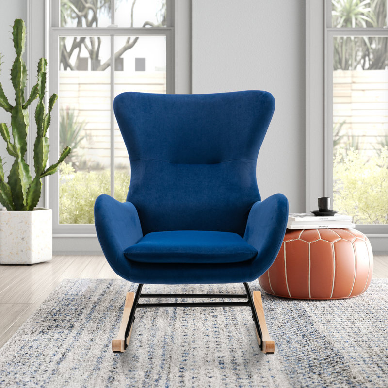 Chaise berçante Edsol, Velours bleu marine