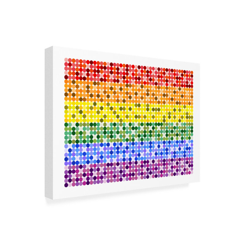 Illustration Abstract Circle Rainbow Pride Flag On Canvas Print,  35" H x 47" W x 2" D