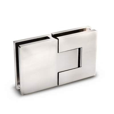 Charnière réglable verre-à-verre 180 degrés FHC BELA180PN, laiton, profil carré, largeur de porte de 39 po, finition nickel poli
