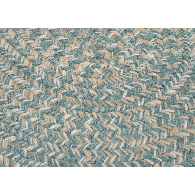 Tapis réversible en mélange de laine Bristow - bleu sarcelle, Ovale 2 pi x 12 pi