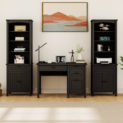 3-piece Office Set, Computer Desk With 2 Bookcases