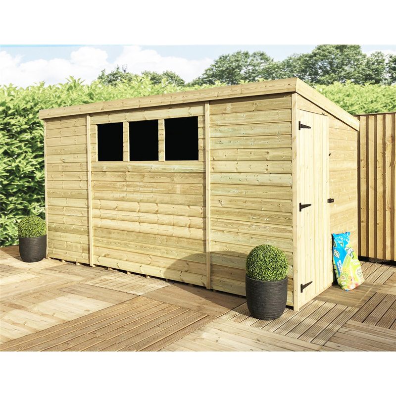 Carsandra Pressure Treated Pent Garden Shed , 14ft. W x 8ft. D
