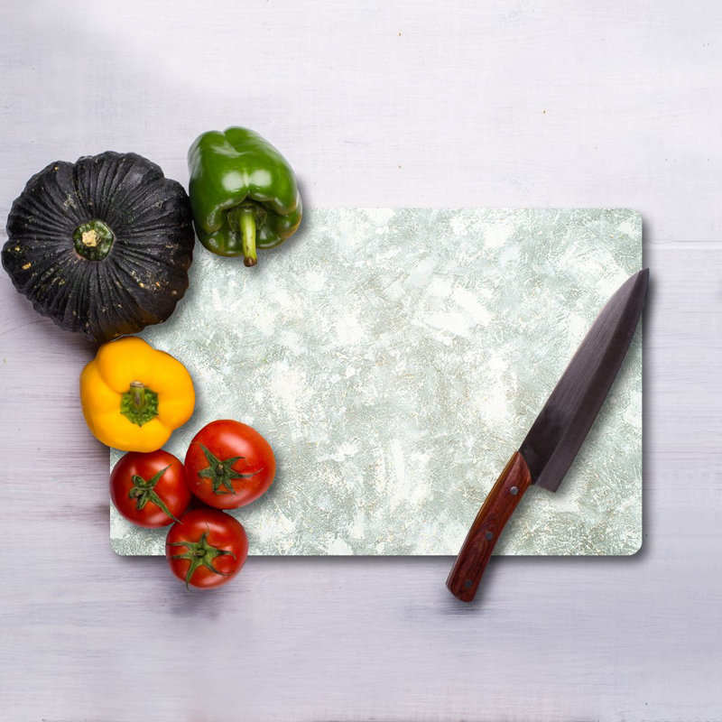 Flourish Tempered Glass Cutting Board, 7.9 x 11.8 inches | 100% Antibacterial, Easy-Clean Surface, Non-Slip Silicone Feet | Perfect for Food Prep & Serving, Durable & Stylish Kitchen Essential, Not Dishwasher Safe