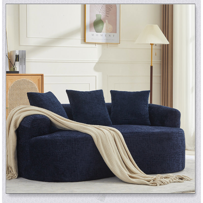 Causeuse courbée avec 3 coussins, canapé en chenille à assise profonde pour petits appartements et salons, aucun assemblage requis