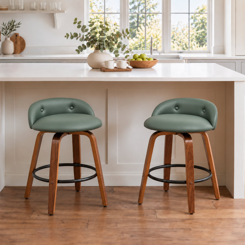 Tabourets de bar et chaises de comptoir pivotants et rembourrés JOBINI, Vert
