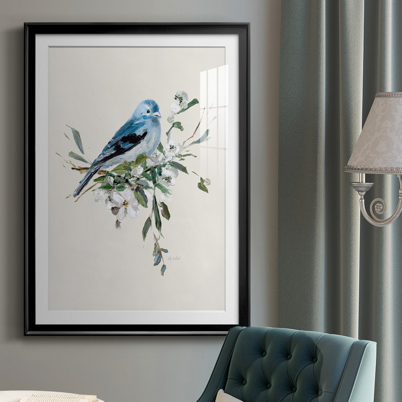 «Bluebird Happy I», reproduction encadrée de qualité supérieure - prête à être accrochée, H 42,5 po x l 30,5 po x P 1 po