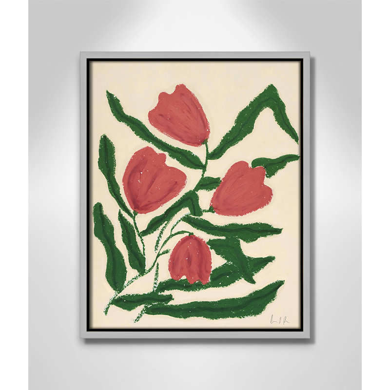 «Colette Red Tulips Print» par Camilla Bergqvist, Argent argent, H 15,5 po x l 12,5 po