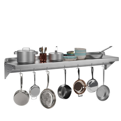 Stainless Steel Flat Wall Mounted Pot Rack