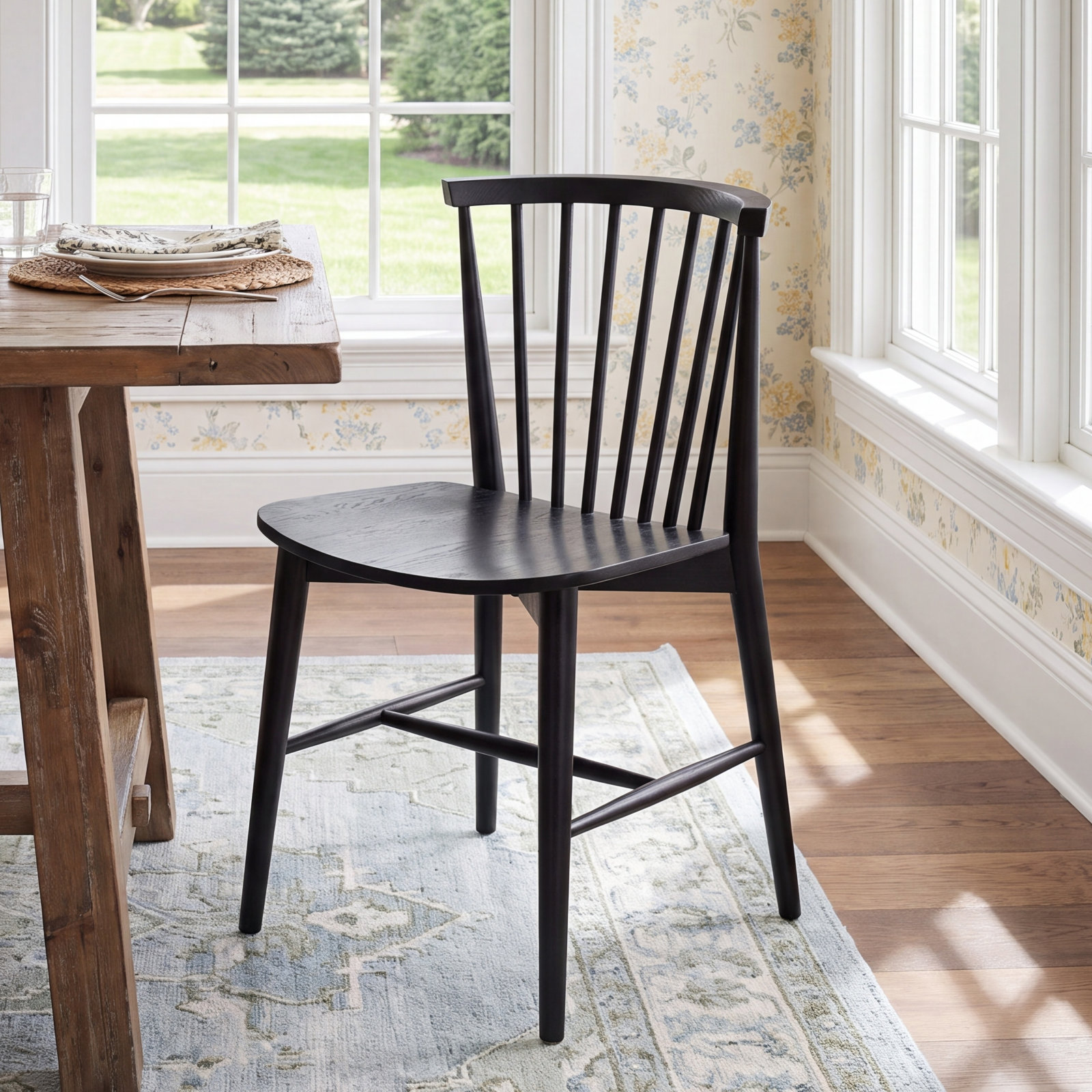 Solid Wood Side Chair, Black