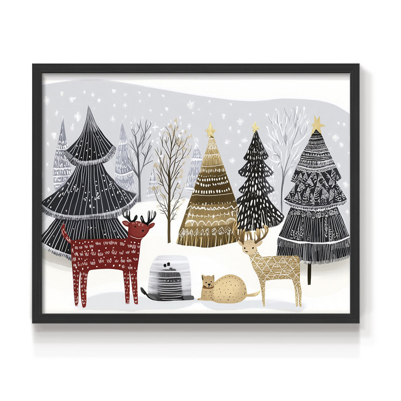 Art de Noël - CXLIX - Reproduction encadrée - Restickable, H 11 po x l 14 po, Noir, noir, noir, noir