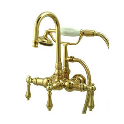 Vintage Triple Handle Wall Mounted Clawfoot Tub Faucet with Handshower