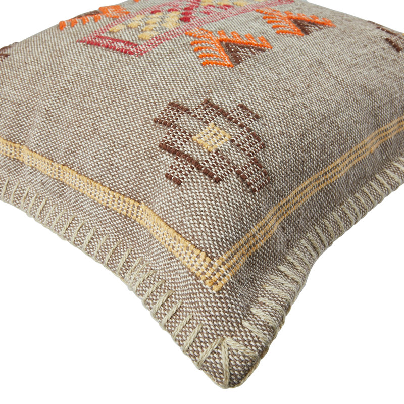 Handwoven Multicolor Cotton Square Embroidered Throw Pillow