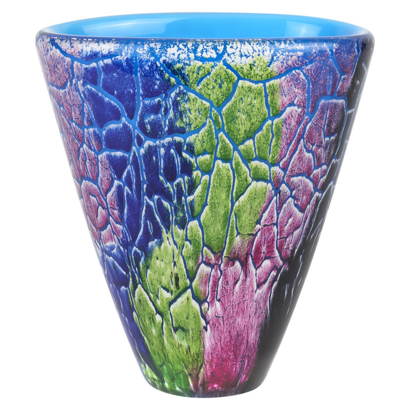 Vase ovale en verre Zacary Cool Firestorm Murano