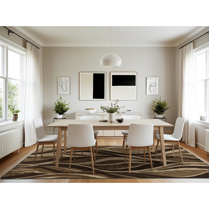 Machine Washable Nature Brown Area Rug, Rectangle 7' x 10'