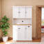 71" White Modern Kitchen Pantry Cabinet with Microwave Countertop, Adjustable Shelves & 6 Doors – Freestanding Storage Hutch-2002724388