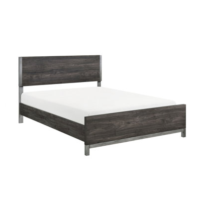 Modern Bedroom Queen Size, Brownish Gray And Antique Silver Finish