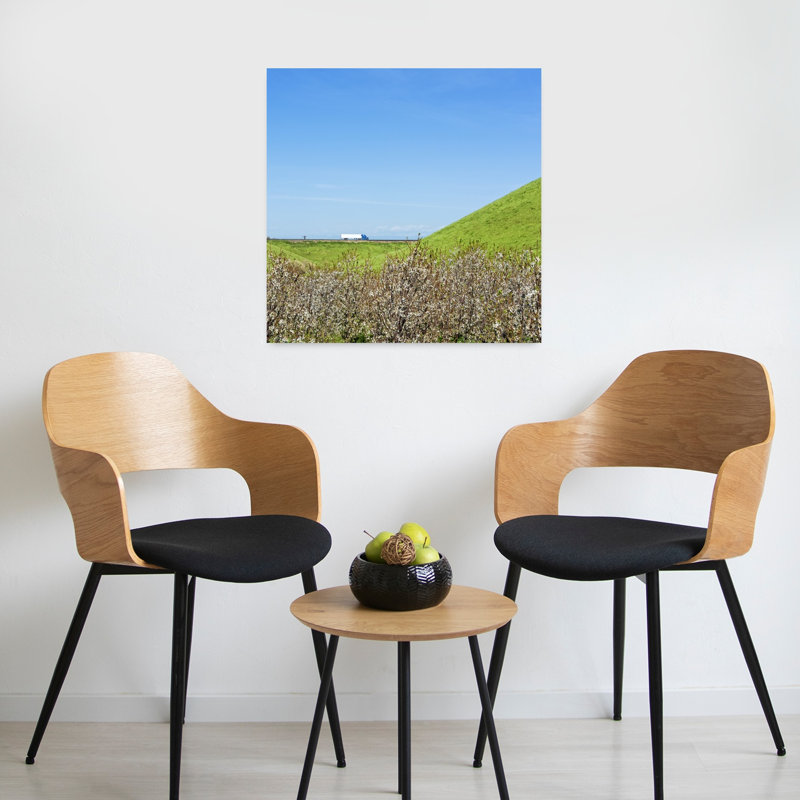 Almond trees with Semi truck moving on highway in the background US Interstate 5 California USA 1 Piece Wrapped Canvas Wall Art