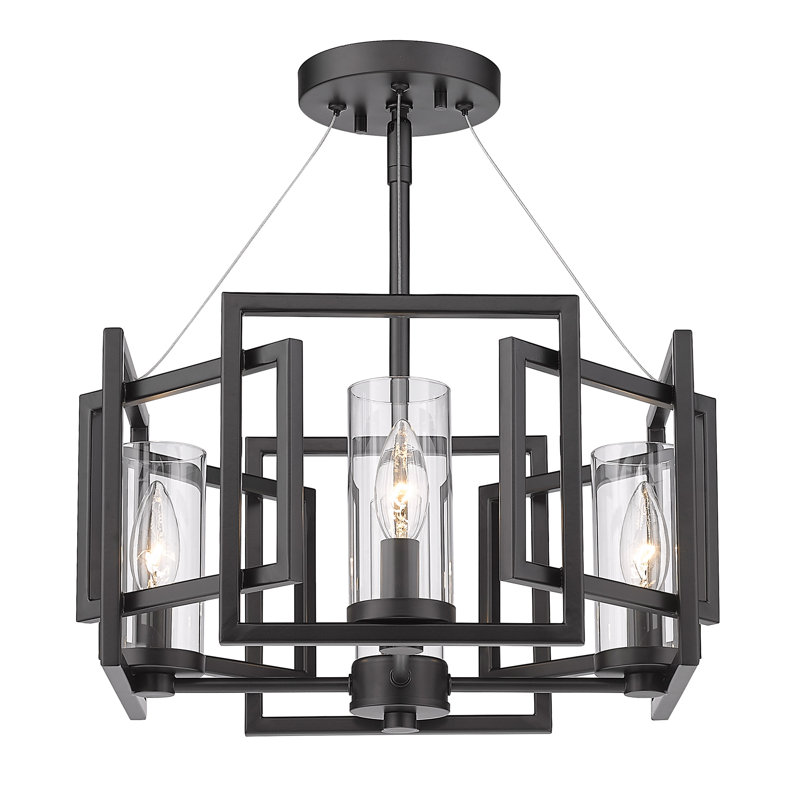 Lustre géométrique à 4 lumières Newlin, Noir mat