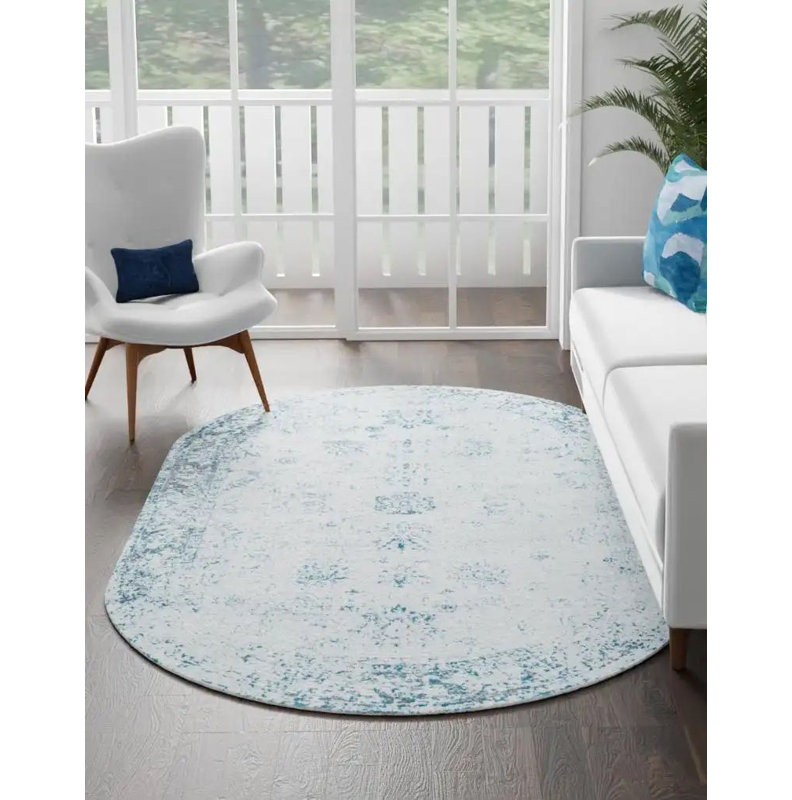 Tapis oriental en polypropylène tissé à la machine Anneliesse, Ovale 4 pi 1 po x 6 pi 1 po